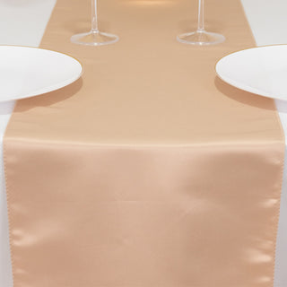 <h3 style="margin-left:0px;"><span style="background-color:transparent;color:#111111;">Elegant Nude Seamless Lamour Satin Table Runner 12"x108"</span>