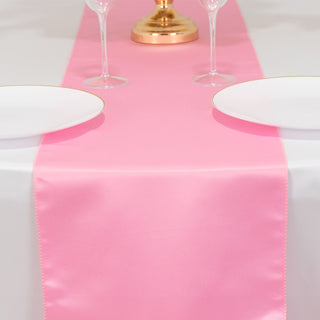 <h3 style="margin-left:0px;"><span style="background-color:transparent;color:#111111;">Elegant Pink Seamless Lamour Satin Table Runner 12"x108"</span>