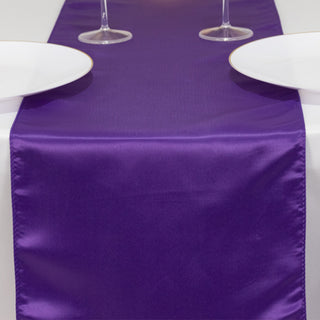 <h3 style="margin-left:0px;"><span style="background-color:transparent;color:#111111;">Elegant Purple Seamless Lamour Satin Table Runner 12"x108"</span>