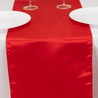 <h3 style="margin-left:0px;"><span style="background-color:transparent;color:#111111;">Elegant Red Seamless Lamour Satin Table Runner 12"x108"</span>