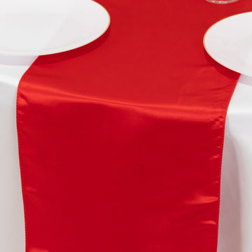 12"x108" Red Lamour Satin Table Runner