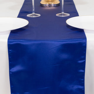 <h3 style="margin-left:0px;"><span style="background-color:transparent;color:#111111;">Elegant Royal Blue Seamless Lamour Satin Table Runner 12"x108"</span>