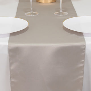 <h3 style="margin-left:0px;"><span style="background-color:transparent;color:#111111;">Elegant Silver Seamless Lamour Satin Table Runner 12"x108"</span>