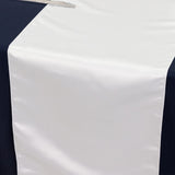 12x108inch White Lamour Satin Table Runner#whtbkgd