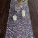 12x108inch Metallic Silver Sheer Organza Table Runner with Embossed Foil Flower Design