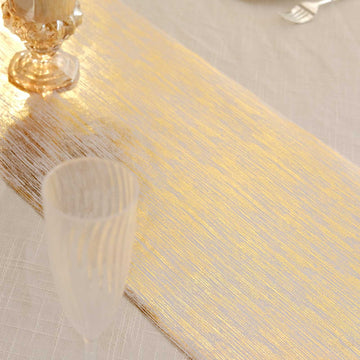 11"x108" Metallic Gold Brushed Non-Woven Faux Suede Table Runner