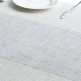 Metallic Silver Glitter Mesh Polyester Table Runner