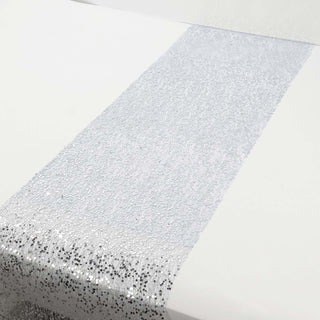 Enhance Your Table Decor with Sparkling Silver Glitter Mesh Polyester Table Runner
