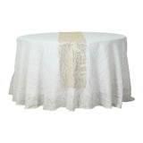 5 Pack Gold Mesh Organza Table Runners with Gold Foil Water Wave Pattern#whtbkgd