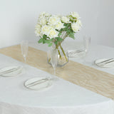 5 Pack Gold Mesh Organza Table Runners with Gold Foil Water Wave Pattern