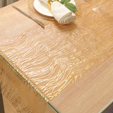 5 Pack Gold Mesh Organza Table Runners with Gold Foil Water Wave Pattern