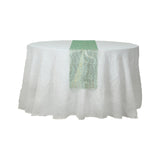 5 Pack Hunter Emerald Green Mesh Organza Table Runners with Gold Foil Water Wave Pattern#whtbkgd