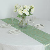 5 Pack Hunter Emerald Green Mesh Organza Table Runners with Gold Foil Water Wave Pattern