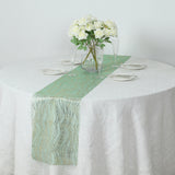 5 Pack Hunter Emerald Green Mesh Organza Table Runners with Gold Foil Water Wave Pattern