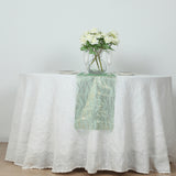 5 Pack Hunter Emerald Green Mesh Organza Table Runners with Gold Foil Water Wave Pattern