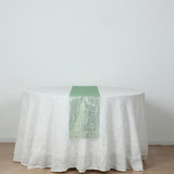 5 Pack Hunter Emerald Green Mesh Organza Table Runners with Gold Foil Water Wave Pattern