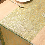 5 Pack Hunter Emerald Green Mesh Organza Table Runners with Gold Foil Water Wave Pattern