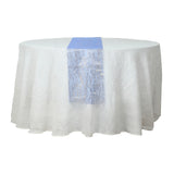 5 Pack Royal Blue Mesh Organza Table Runners with Gold Foil Water Wave Pattern#whtbkgd