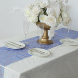 5 Pack Royal Blue Mesh Organza Table Runners with Gold Foil Water Wave Pattern