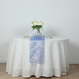 5 Pack Royal Blue Mesh Organza Table Runners with Gold Foil Water Wave Pattern