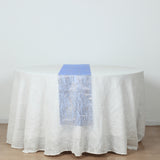 5 Pack Royal Blue Mesh Organza Table Runners with Gold Foil Water Wave Pattern