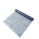 5 Pack Royal Blue Mesh Organza Table Runners with Gold Foil Water Wave Pattern