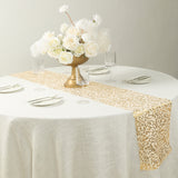 5 Pack White Mesh Organza Floral Table Runners with Gold Foil Leaf Vines - 12x108inch