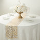 5 Pack White Mesh Organza Floral Table Runners with Gold Foil Leaf Vines - 12x108inch