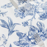 White Blue French Toile Polyester Table Runner 12x108, Elegant Reusable Table Décor#whtbkgd