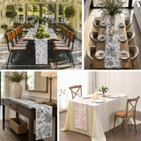 Decorative rectangular table runner with vintage floral print accents