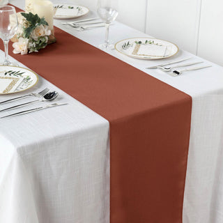 Transform Your Tables with the Terracotta (Rust) Polyester Table Runner