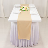 Beige Premium Scuba Polyester Table Runner, Wrinkle Free Table Linen