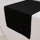 Black Premium Scuba Polyester Wide Table Runner, Wrinkle Free Trade Show Table Runner