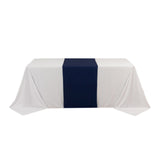 Navy Blue Premium Scuba Polyester Wide Table Runner, Wrinkle Free Trade Show Table Runner#whtbkgd