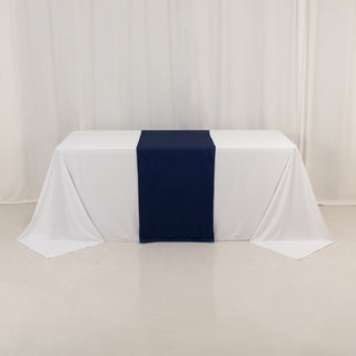 <span style="background-color:transparent;color:#000000;">Elegant Navy Blue Scuba Polyester Table Runner</span>