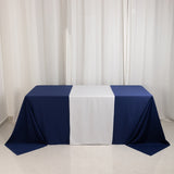 White Premium Scuba Polyester Wide Table Runner, Wrinkle Free Trade Show Table Runner