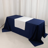 White Premium Scuba Polyester Wide Table Runner, Wrinkle Free Trade Show Table Runner