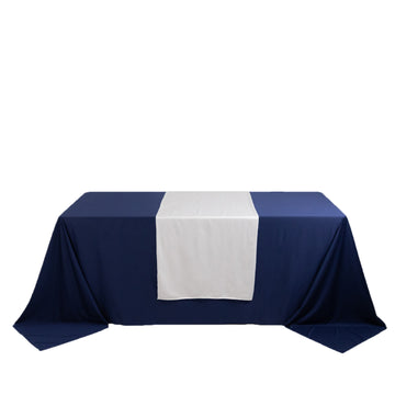 White Premium Scuba Polyester Wide Table Runner, Wrinkle Free Trade Show Table Runner - 24"x72"