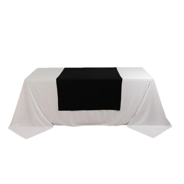 Premium Scuba Polyester 36"x72" Wide Table Runner Black - Wrinkle-Free Trade Show Table Linen