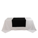 Black Premium Scuba Polyester Wide Table Runner, Wrinkle Free Trade Show Table Runner