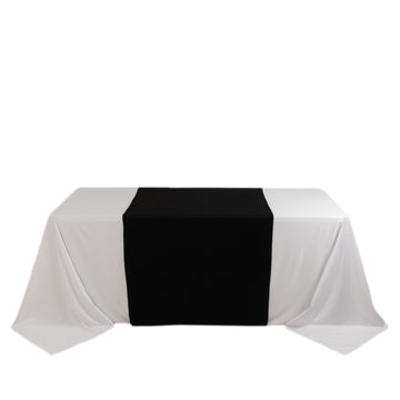 Black Premium Scuba Polyester Wide Table Runner, Wrinkle Free Trade Show Table Runner - 36"x72"