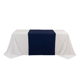 Navy Blue Premium Scuba Polyester Wide Table Runner, Wrinkle Free Trade Show Table Runner#whtbkgd