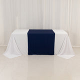 Navy Blue Premium Scuba Polyester Wide Table Runner, Wrinkle Free Trade Show Table Runner