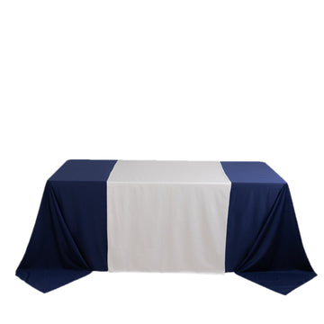 White Premium Scuba Polyester Wide Table Runner, Wrinkle Free Trade Show Table Runner - 36"x72"