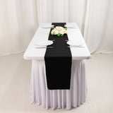 Black Premium Scuba Polyester Table Runner, Wrinkle Free Table Linen