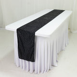 Black Scuba Polyester Table Runner with Rhinestone Accents - 12x108inch