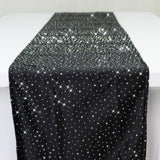 Black Scuba Polyester Table Runner with Rhinestone Accents - 12x108inch