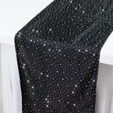 Black Scuba Polyester Table Runner with Rhinestone Accents - 12x108inch