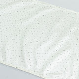 Pearl White Scuba Polyester Table Runner with Rhinestone Accents - 12x108inch
