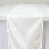 Pearl White Scuba Polyester Table Runner with Rhinestone Accents - 12x108inch